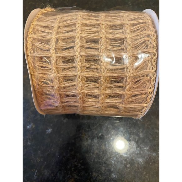 Burlap Jute Windowpane Weave Ribbon and 2 Tassels, Ribbon is 4" W x 10 Yds. NWT - Picture 4 of 7